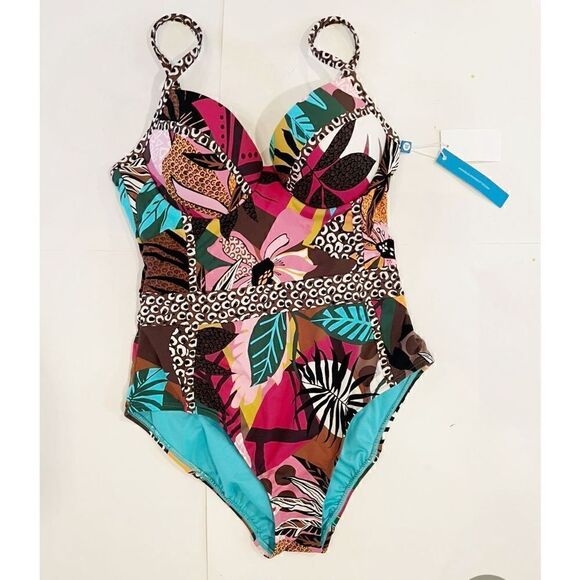 NWT Blue Rod Beattie One Piece Swimsuit Size 6 Women Run Wild Hawaiian tropical - Picture 3 of 9